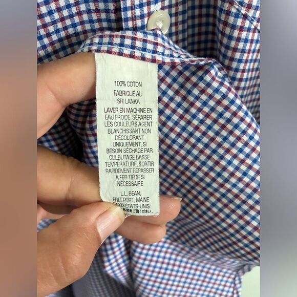 Bundle L.L. Bean Men's Gingham Short Sleeve Button Up Shirts - Blue Red White L - Picture 10 of 11